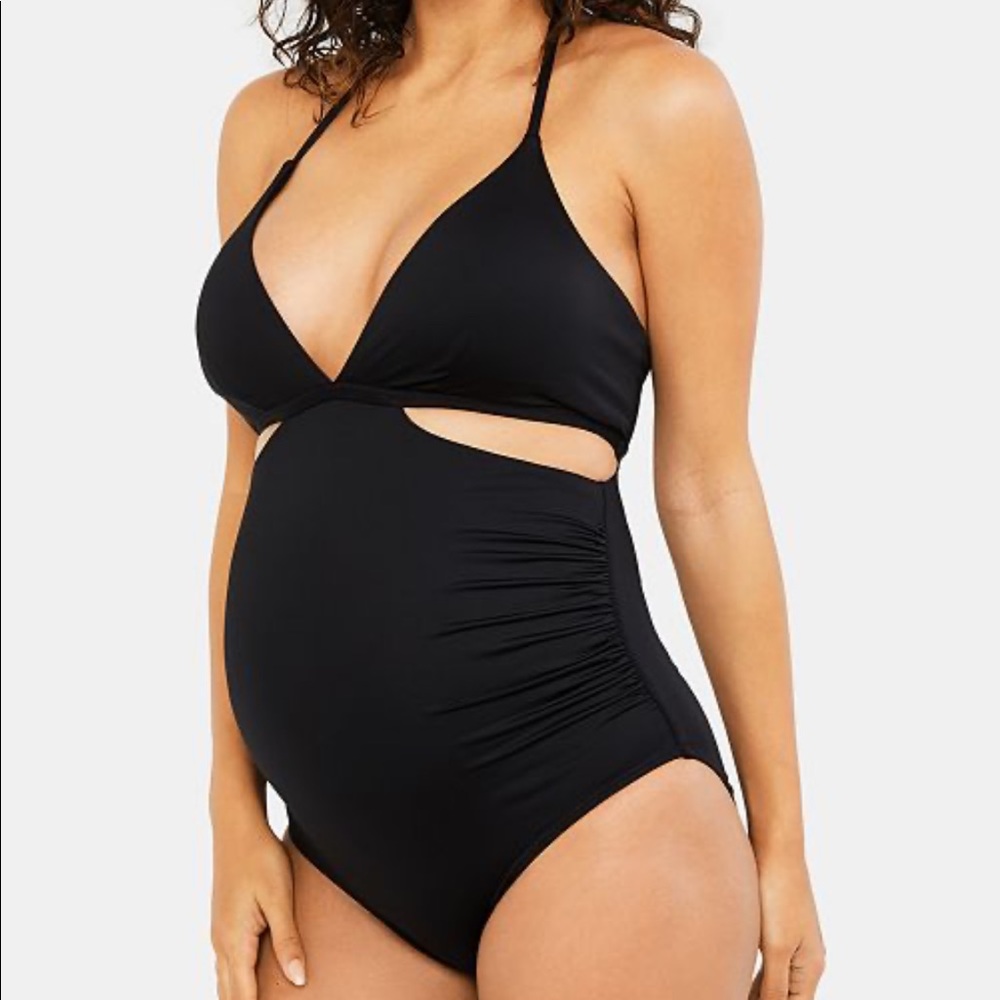 One Piece Maternity Bathingsuit with Cutouts